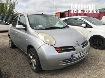 Location: Edinburgh - 2003 NISSAN MICRA SE 5 Door Hatchback REG: KL53GFZ, Keys: No, MOT Expiry date: 05/03/2026, 1240 Petrol, 5 Speed Manual Petrol, Former Keepers: 11