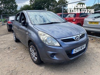 Location: MITCHAM - 2011 HYUNDAI I20 CLASSIC 5 Door Hatchback REG: CF11NFH, 1248cc Petrol, 5 Speed Manual Petrol, Former Keepers: 6, Keys: No, MOT: Expiry date08/03/2027