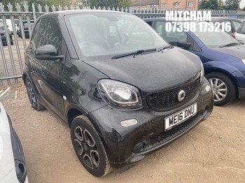 Location: Mitcham - 2016 SMART FORTWO EDITION BLACK T AU Coupe REG: ME16DNU, Keys: No, MOT Expiry date: 31/07/2026, 898 Petrol, 6 Speed Auto Petrol, Former Keepers: 4