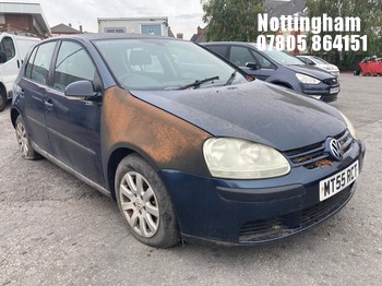 Location: Nottingham - 2005 VOLKSWAGEN GOLF TDI SE 5 Door Hatchback REG: MT55RCT, Keys: No, MOT Expiry date: 06/11/2026, 1896 Diesel, 5 Speed Manual Diesel, Former Keepers: 2