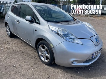 Location: Peterborough - 2013 NISSAN LEAF 5 Door Hatchback REG: H22CLW, Keys: No, MOT Expiry date: 23/02/2026, 0 Electric, 1 Speed Auto Electric, Former Keepers: 7