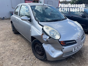 Location: Peterborough - 2003 NISSAN MICRA SE 3 Door Hatchback REG: BJ53CKY, Keys: No, MOT Expiry date: 12/11/2026, 1240 Petrol, 5 Speed Manual Petrol, Former Keepers: 5