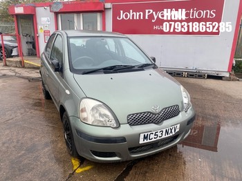 Location: Hull - 2004 TOYOTA YARIS T3 5 Door Hatchback REG: MC53NXV, Keys: No, MOT Expiry date: 29/05/2026, 998 Petrol, 5 Speed Manual Petrol, Former Keepers: 10