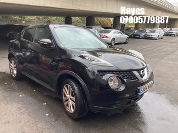 Location: Hayes - 2014 NISSAN JUKE ACENTA PREMIUM CVT 5 Door Hatchback REG: EA64XKO, Keys: No, MOT Expiry date: 02/07/2025, 1598 Petrol, Variable Speed Auto Petrol, Former Keepers: 3
