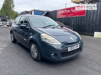 Location: Stapleford - 2012 RENAULT CLIO I-MUSIC 3 Door Hatchback REG: CE12LVH, Keys: Yes, MOT Expiry date: 11/04/2027, 1149 Petrol, 5 Speed Manual Petrol, Former Keepers: 9