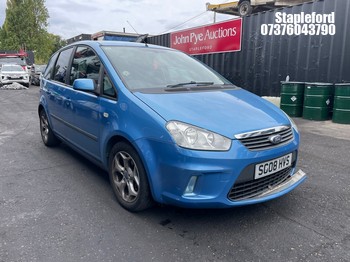 Location: Stapleford - 2008 FORD C-MAX ZETEC MPV REG: SG08HVS, Keys: Yes, MOT Expiry date: 23/01/2026, 1596 Petrol, 5 Speed Manual Petrol, Former Keepers: 5