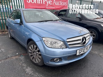 Location: Belvedere - 2010 MERCEDES-BENZ C250 BLUEF-CY ELEG CGI A 4 Door Saloon REG: GF10YRJ, Keys: No, MOT Expiry date: 29/08/2025, 1796 Petrol, 5 Speed Auto Petrol, Former Keepers: 6