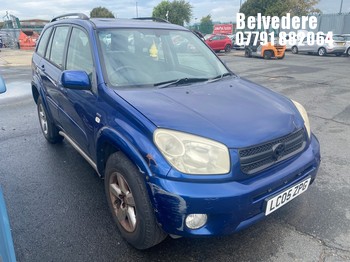 Location: Belvedere - 2005 TOYOTA RAV4 XT3 VVTI Estate REG: LC05ZPG, Keys: No, MOT Expiry date: 31/08/2026, 1998 Petrol, 5 Speed Manual Petrol, Former Keepers: 3