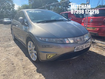 Location: Mitcham - 2006 HONDA CIVIC EX I-VTEC 5 Door Hatchback REG: RE06NVV, Keys: No, MOT Expiry date: 14/02/2026, 1799 Petrol, 6 Speed Manual Petrol, Former Keepers: 10