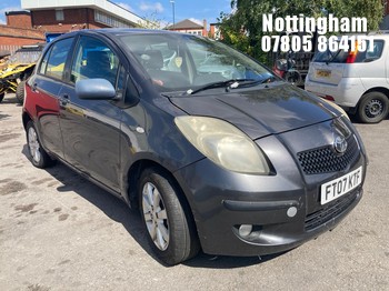 Location: Nottingham - 2007 TOYOTA YARIS TR 5 Door Hatchback REG: FT07KTF, Keys: No, MOT Expiry date: 04/12/2026, 1296 Petrol, 5 Speed Manual Petrol, Former Keepers: 8