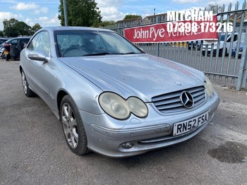 Location: Mitcham - 2003 MERCEDES CLK 320 ELEGANCE AUTO Saloon REG: RN52FSA, Keys: No, MOT Expiry date: 16/11/2025, 3199 Petrol, AUTOMATIC, Former Keepers: 5