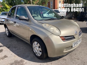 Location: Nottingham - 2003 NISSAN MICRA S AUTO 5 Door Hatchback REG: SY03YPU, Keys: No, MOT Expiry date: 18/11/2026, 1240 Petrol, 4 Speed Auto Petrol, Former Keepers: 11