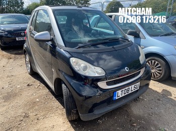 Location: Mitcham - 2008 SMART FORTWO PASSION 71 AUTO Convertible REG: LT08LSU, Keys: No, MOT Expiry date: 06/05/2026, 999 Petrol, 5 Speed Auto Petrol, Former Keepers: 1