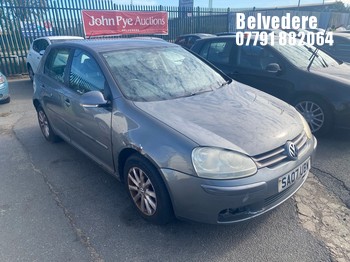 Location: Belvedere - 2007 VOLKSWAGEN GOLF MATCH FSI 115 5 Door Hatchback REG: SA07UBW, Keys: No, MOT Expiry date: 30/10/2026, 1598 Petrol, 6 Speed Manual Petrol, Former Keepers: 7