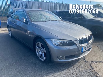 Location: Belvedere - 2007 BMW 325I SE AUTO Convertible REG: YL07KYS, Keys: No, MOT Expiry date: 13/06/2026, 2996 Petrol, 6 Speed Auto Petrol, Former Keepers: 4