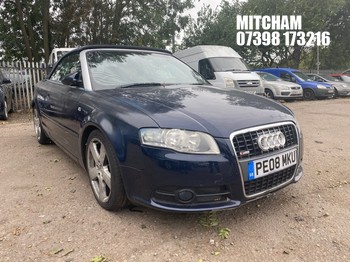 Location: MITCHAM - 2008 AUDI A4 S LINE QUATTRO TDI A Convertible REG: PE08MKU, 2967cc Diesel, 6 Speed Auto Diesel, Former Keepers: 6, Keys: No, MOT: Expiry date04/08/2026