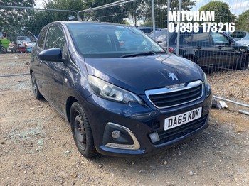 Location: Mitcham - 2015 PEUGEOT 108 ALLURE 3 Door Hatchback REG: DA65KDK, Keys: No, MOT Expiry date: 18/03/2026, 1200 Petrol, 5 Speed Manual Petrol, Former Keepers: 3