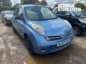 Location: Mitcham - 2007 NISSAN MICRA INITIA AUTO 3 Door Hatchback REG: BJ07GAA, Keys: No, MOT Expiry date: 24/04/2026, 1240 Petrol, 4 Speed Auto Petrol, Former Keepers: 5