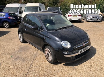 Location: Brentwood - 2014 FIAT 500 LOUNGE RHD 3 Door Hatchback REG: VK63KNE, Keys: No, MOT Expiry date: 14/03/2026, 1242 Petrol, 5 Speed Manual Petrol, Former Keepers: 3