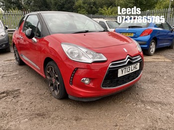 Location: Leeds - 2013 CITROEN DS3 DSTYLE + 3 Door Hatchback REG: YT13LHC, Keys: No, MOT Expiry date: 13-02-2026, 1598 Petrol, 5 Speed Manual Petrol, Former Keepers: 5