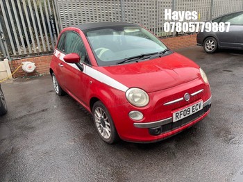 Location: HAYES / HEATHROW - 2009 FIAT 500 C LOUNGE Convertible REG: RF09ECV, 1242cc Petrol, 5 Speed Manual Petrol, Former Keepers: 6, Keys: No, MOT: Expiry date17/01/2027