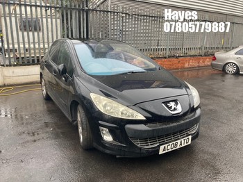 Location: Hayes - 2008 PEUGEOT 308 SE 120 5 Door Hatchback REG: AC08ATO, Keys: No, MOT Expiry date: 22/12/2025, 1598 Petrol, 5 Speed Manual Petrol, Former Keepers: 6