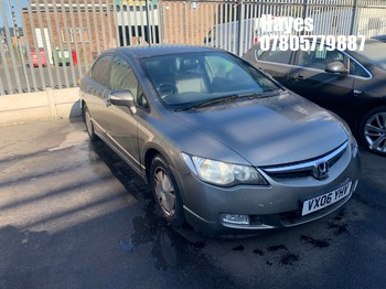 Location: Hayes - 2006 HONDA CIVIC ES IMA HYBRID 4 Door Saloon REG: VX06YHV, Keys: No, MOT Expiry date: 30/06/2026, 1339 Hybrid Electric, Variable 1 Speed Auto Petrol/E, Former Keepers: 10