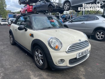 Location: Stapleford - 2011 MINI ONE AUTO Convertible REG: GJ61VLO, Keys: Yes, MOT Expiry date: 27/02/2025, 1598 Petrol, 6 Speed Auto Petrol, Former Keepers: 8