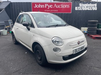 Location: Stapleford - 2013 FIAT 500 POP RHD 3 Door Hatchback REG: DL13WNN, Keys: No, MOT Expiry date: 14/06/2026, 1242 Petrol, 5 Speed Manual Petrol, Former Keepers: 4