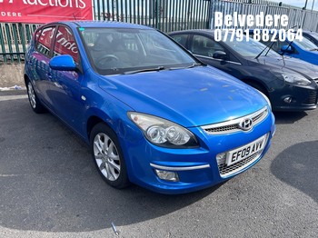 Location: Belvedere - 2009 HYUNDAI I30 ES 5 Door Hatchback REG: EF09AVV, Keys: No, MOT Expiry date: 09/10/2026, 1396 Petrol, 5 Speed Manual Petrol, Former Keepers: 6