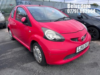 Location: Belvedere - 2006 TOYOTA AYGO+ VVT-I SEMI-AUTO 3 Door Hatchback REG: GJ56DXG, Keys: No, MOT Expiry date: 10/09/2025, 998 Petrol, 5 Speed Semi Auto Petrol, Former Keepers: 8
