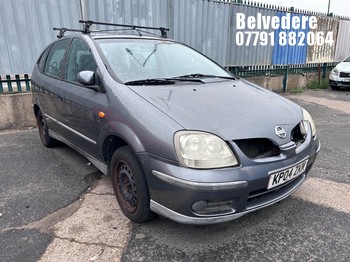 Location: Belvedere - 2004 NISSAN ALMERA TINO S 5 Door Hatchback REG: KP04ZKM, Keys: No, MOT Expiry date: 19/05/2026, 1769 Petrol, 5 Speed Manual Petrol, Former Keepers: 4