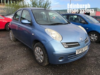 Location: Edinburgh - 2006 NISSAN MICRA SPIRITA 5 Door Hatchback REG: SP56SFV, Keys: No, MOT Expiry date: 17/10/2025, 1240 Petrol, 5 Speed Manual Petrol, Former Keepers: 4