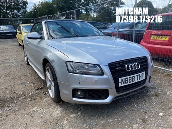 Location: Mitcham - 2010 AUDI A5 S LINE TFSI Convertible REG: N888THT, Keys: No, MOT Expiry date: 11/04/2026, 1798 Petrol, 6 Speed Manual Petrol, Former Keepers: 14