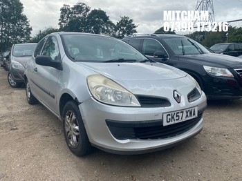 Location: Mitcham - 2007 RENAULT CLIO EXTREME 3 Door Hatchback REG: GK57XWA, Keys: No, MOT Expiry date: 04/08/2026, 1149 Petrol, 5 Speed Manual Petrol, Former Keepers: 11