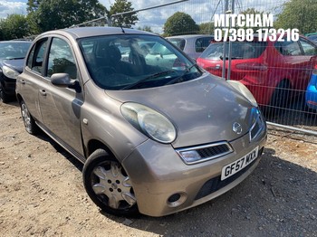 Location: Mitcham - 2007 NISSAN MICRA ACENTA A 5 Door Hatchback REG: GF57MXX, Keys: No, MOT Expiry date: 20/01/2027, 1240 Petrol, 4 Speed Auto Petrol, Former Keepers: 4