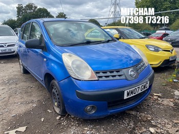 Location: Mitcham - 2007 NISSAN NOTE SE MPV REG: WM07GWC, Keys: No, MOT Expiry date: 15/04/2026, 1386 Petrol, 5 Speed Manual Petrol, Former Keepers: 11