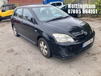 Location: Nottingham - 2005 TOYOTA COROLLA T3 VVTI 5 Door Hatchback REG: DA05BMY, Keys: No, MOT Expiry date: 16/03/2026, 1398 Petrol, 5 Speed Manual Petrol, Former Keepers: 3