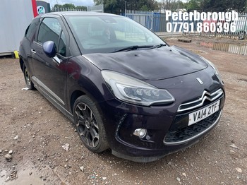 Location: Peterborough - 2014 CITROEN DS3 DSPORT + BLUEHDI 3 Door Hatchback REG: VA14ZTF, Keys: No, MOT Expiry date: 26/10/2026, 1560 Diesel, 6 Speed Manual Diesel, Former Keepers: 5