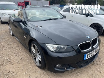 Location: Peterborough - 2008 BMW 320D M SPORT AUTO Convertible REG: YE58VWL, Keys: No, MOT Expiry date: 06/08/2026, 1995 Diesel, 6 Speed Auto Diesel, Former Keepers: 4