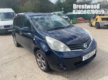 Location: Brentwood - 2011 NISSAN NOTE N-TEC AUTO MPV REG: CX61UJZ, Keys: No, MOT Expiry date: 19/12/2025, 1598 Petrol, 4 Speed Auto Petrol, Former Keepers: 5