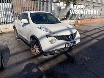 Location: Hayes - 2011 NISSAN JUKE ACENTA PREMIUM 5 Door Hatchback REG: WK61ZFM, Keys: No, MOT Expiry date: 12/08/2026, 1598 Petrol, 5 Speed Manual Petrol, Former Keepers: 7