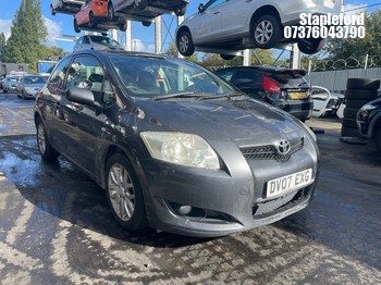 Location: Stapleford - 2007 TOYOTA AURIS TR VVT-I 3 Door Hatchback REG: DV07EXG, Keys: Yes, MOT Expiry date: 16/09/2026, 1598 Petrol, 5 Speed Manual Petrol, Former Keepers: 5