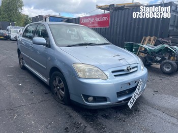 Location: Stapleford - 2005 TOYOTA COROLLA COLOUR COL-N VVTI 5 Door Hatchback REG: SA55XFD, Keys: Yes, MOT Expiry date: 13/05/2027, 1598 Petrol, 5 Speed Manual Petrol, Former Keepers: 7