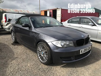Location: Edinburgh - 2008 BMW 118I ES Convertible REG: KJ08GDK, Keys: No, MOT Expiry date: 04/11/2025, 1995 Petrol, 6 Speed Manual Petrol, Former Keepers: 4