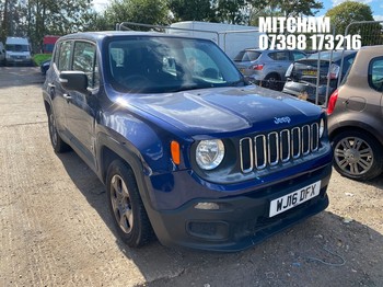 Location: Mitcham - 2016 JEEP RENEGADE SPORT Estate REG: WJ16DFX, Keys: No, MOT Expiry date: 18/06/2026, 1598 Petrol, 5 Speed Manual Petrol, Former Keepers: 3