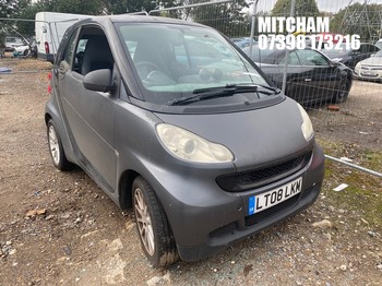 Location: Mitcham - 2008 SMART FORTWO PURE 71 AUTO Coupe REG: LT08LKM, Keys: No, MOT Expiry date: 08/08/2026, 999 Petrol, 5 Speed Auto Petrol, Former Keepers: 4
