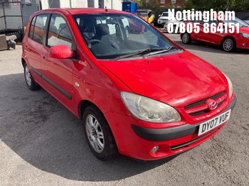 Location: Nottingham - 2007 HYUNDAI GETZ CDX 5 Door Hatchback REG: DY07VUF, Keys: No, MOT Expiry date: 15/12/2026, 1399 Petrol, 5 Speed Manual Petrol, Former Keepers: 5