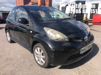 Location: Nottingham - 2007 TOYOTA AYGO BLACK VVT-I 5 Door Hatchback REG: MK07WKB, Keys: No, MOT Expiry date: 06/08/2026, 998 Petrol, 5 Speed Manual Petrol, Former Keepers: 12