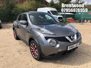 Location: Brentwood - 2014 NISSAN JUKE ACENTA DIG-T 5 Door Hatchback REG: YH64JGY, Keys: No, MOT Expiry date: 12/01/2027, 1197 Petrol, 5 Speed Manual Petrol, Former Keepers: 7